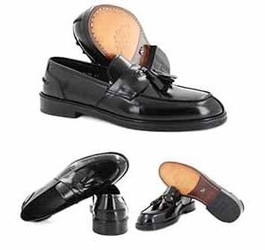 Mocassin à Pampilles Homme Cuir Noir - Tassel Loafer