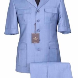 Safari Suit Fernando Bleu Ciel Lane Biella - Costume Saharien