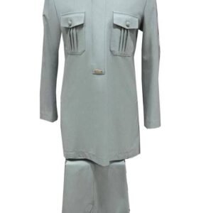 Ensemble Traditionnel Homme Premium – Tunique Pantalon Gris Clair