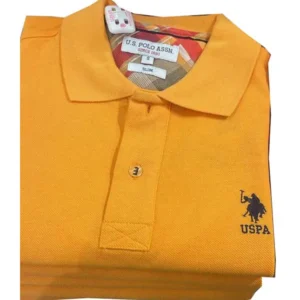 Polo USPA Homme – Coupe Slim, Coloris Orange Premium