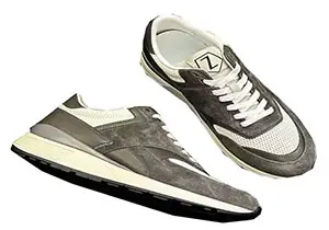 Baskets Homme Premium ZECON Gris et Blanc – Élégance Urbaine